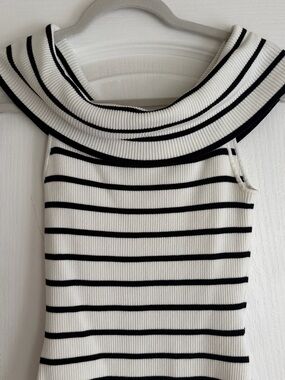 H&M Striped Off-Shoulder Women’s Sweater - White/Black